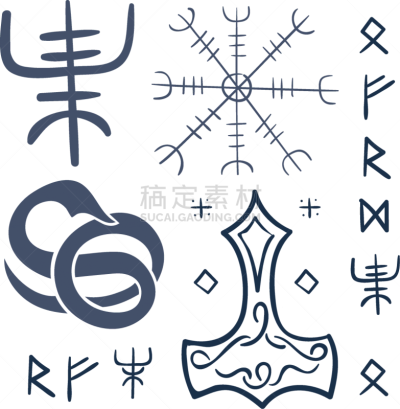 彩色图片,白色,平坦的,神符,矢量,式样,标志,草图,插画,中世纪时代