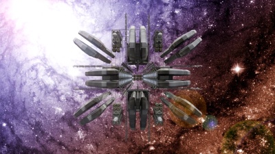 从动画空间站飞出的宇宙飞船