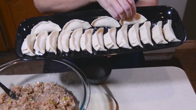 新鲜的中国饺子。