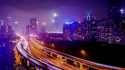 中国上海公路与交通的延时摄影