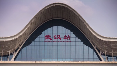 日光武汉市火车站总站现代前窗全景 时移中国