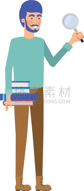 男人,放大镜,显微镜,视力,侦探,设备用品,站,渴望,搜寻