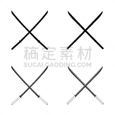 分离着色,武士道,白色,忍者,金属,榴弹发射器,弯刀,剑