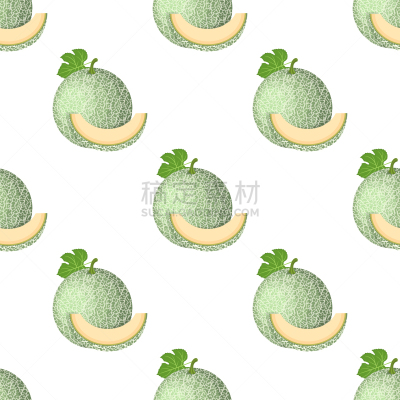 清新,四方连续纹样,水果,绘画插图,卡通,切片食物,完整,瓜,矢量,式样