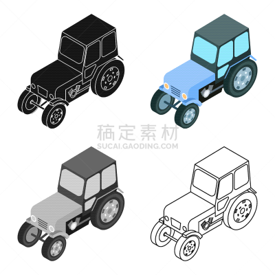 分离着色,白色,拖拉机,漫画,高雅,图标,农业,制造机器,技术,设计