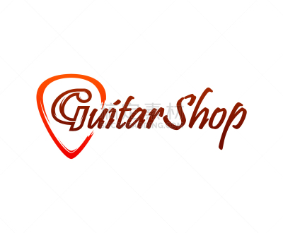 商店,品牌名称,吉他,分离着色,轮廓,商务,音乐,爵士乐,红色,一个物体