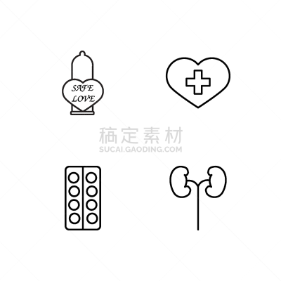轮廓,健康保健,符号,简单,白色,避孕品,人,布置,生病