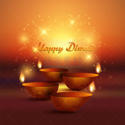 油灯,排灯节,图像,矢量,新年,油灯盏,燃烧