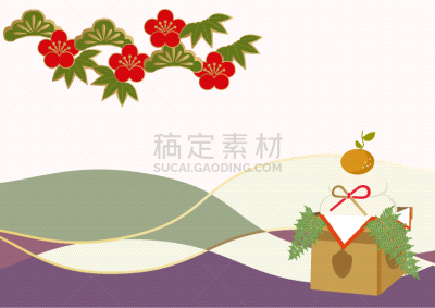 新年前夕,背景,绘画插图,日本,运气,式样,材料,高雅,年糕,给予
