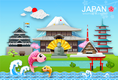 折纸工艺,日本,纸,横截面,著名景点,一个物体,自然美,盆景,旅行,剪影