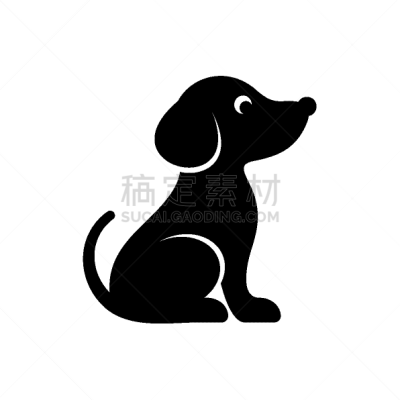 可爱的,狗,黑色,图标,纯种犬,小的,动物,小狗,坐,剪影