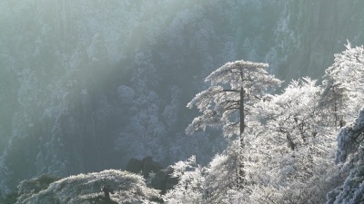 中国冬天的黄山。