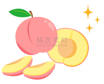 水果,绘画插图,秋天,矢量,桃,食物链,膳食纤维,清新,珊瑚色,食品
