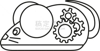 机件,鼠,线条画,黑白图片,可爱的,动物,啮齿目,草图,复古,着色