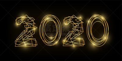 2020,几何形状,黄金,标志,华丽的,贺卡,背景分离,华贵,新年前夕,复古风格