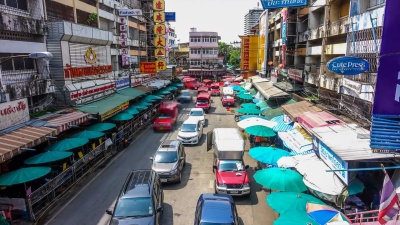 延时摄影 阳光明媚的清迈当地市场