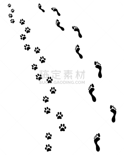 男人,狗,分离着色,轮廓,宠物,自然,脚印,脉搏图,人,赤脚