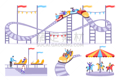 roller coaster icon set