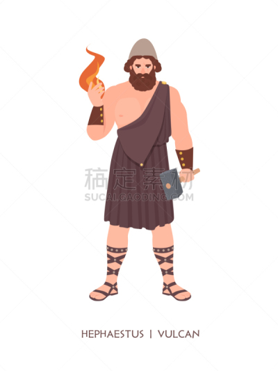 火神,神,铁匠,分离着色,罗马,华丽的,人,男人,工匠