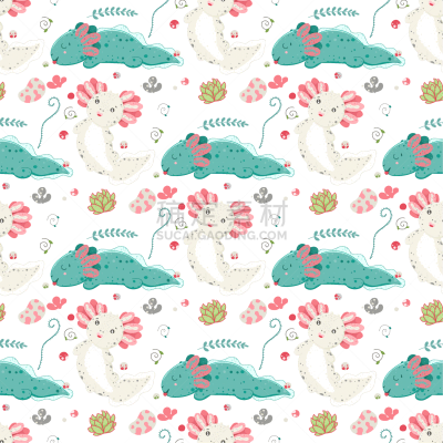 可爱的,Axolotl,可爱,绘画插图,植物群,小的,动物,两栖纲,剪贴画,爱