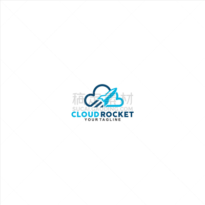 cloud rocket logo template design