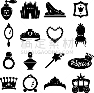 公主,计算机图标,粉色,黑色,图像,矢量,分离着色,宝石,祖母绿