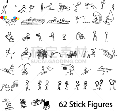 人,动画片,简笔人物画,符号,分离着色,可爱的,白色,瑜伽,布置,收集