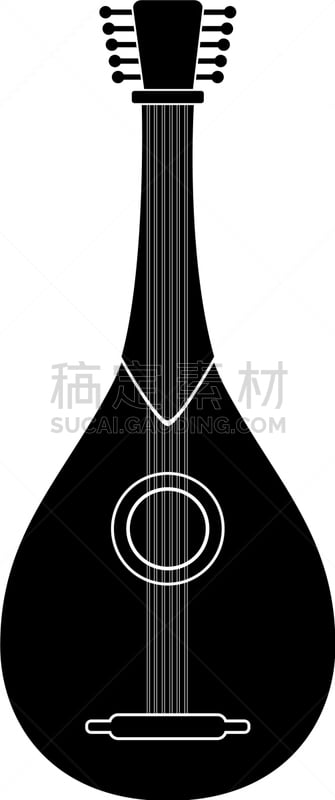 分离着色,乐器,曼陀林,计算机图标,音乐人,白色,黑色,木制,音乐,图像