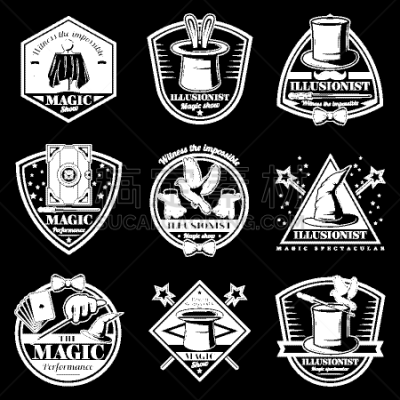 魔术,标签,白色,飘然,圆柱体,模板,动物,鸟类,复古,布置