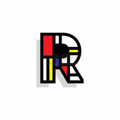 英文字母r,矢量,信函,40-80年代风格复兴,商务,几何形状,字母,模板,现代,品牌名称