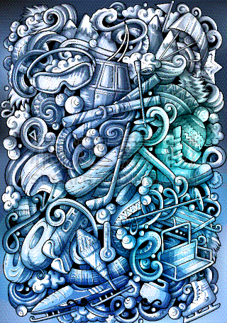 乱画,冬季运动,绘画插图,卡通,华丽的,动物手,背景,雪板,贺卡,休闲游戏
