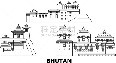 城市天际线,不丹,轮廓,分界线,传统,廷布,河流,旅行,布置