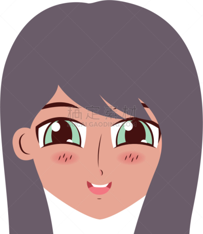 日本漫画风格,女孩,分离着色,可爱的,肖像,图像,可爱,自然美,性格,面部表情