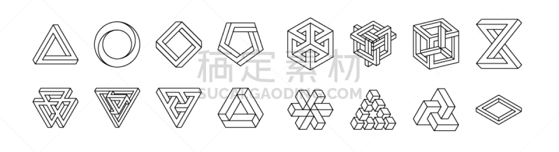神圣几何学,矢量,成一排,绘画插图,错觉,白色背景,形状,白色,分离着色,逆境