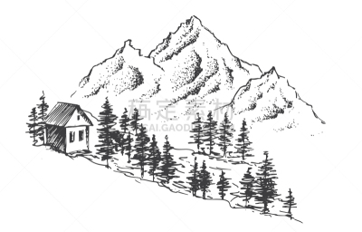 山,手,地形,绘画插图,线条,山脊,霜,岩石,绘制