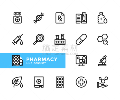 简单,轮廓,符号,药房,矢量,计算机图标,线条,图表设计师,直的,布置