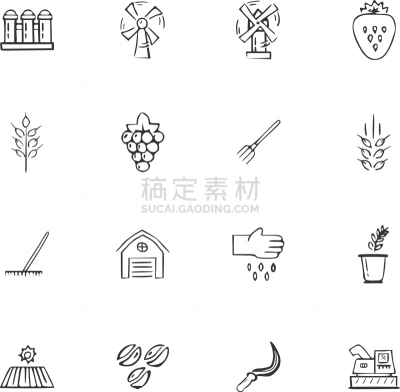 农业,乱画,计算机图标,轮廓,图标集,耙子,技术,图像,枝,收集