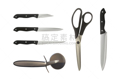 炊具刀,比萨饼,剪刀,不锈钢,牛排,铬合金,面包,食品,长的,刀刃