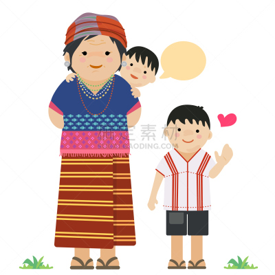 家庭,长颈族,可爱的,女儿,传统,背景分离,母亲,泰国,女人,儿童