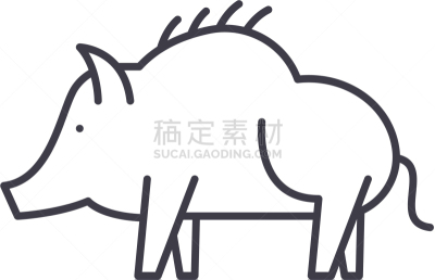 直的,概念,线图标,公猪肉,轮廓,自然,图像,矢量,收集,设计
