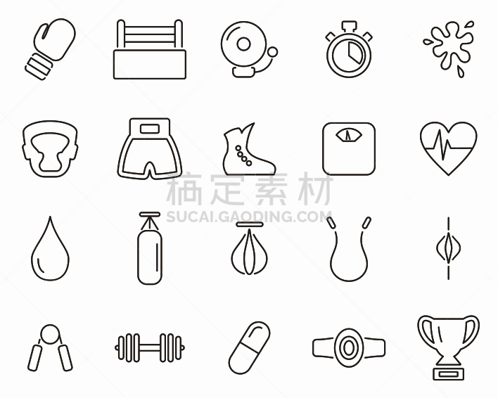 运动,细的,拳击,设备用品,计算机图标,巨大的,线条,脉搏图,手套,比例