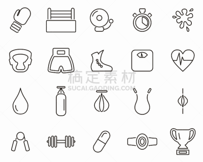 运动,细的,拳击,设备用品,计算机图标,巨大的,线条,脉搏图,手套,比例