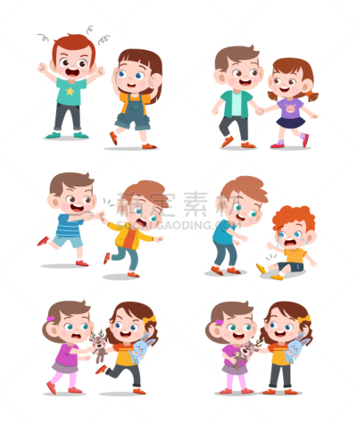 儿童,绘画插图,矢量,表现积极,可爱的,姐妹,兄弟,家庭,小的,童年