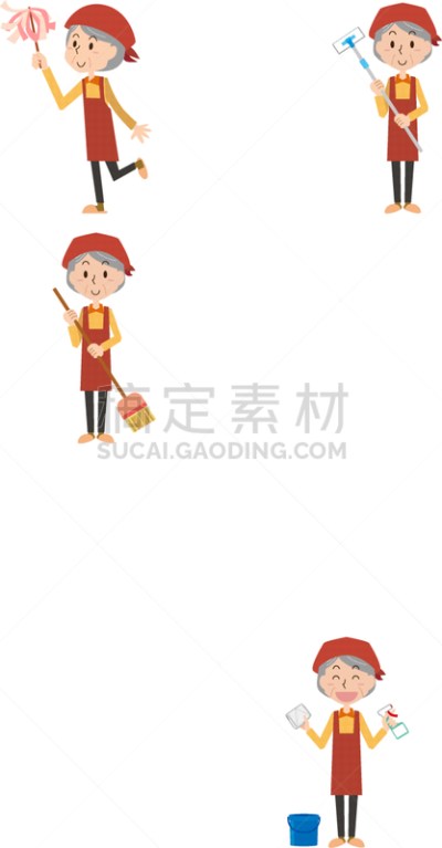 祖母,健康保健,大桶,一个人,地板,女人,围裙,仅一个老年女人,绘画插图,仅女人