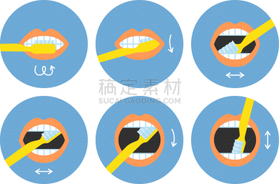 数字6,说明书,分离着色,白色,口腔卫生,健康保健,刷牙,出示,踏步