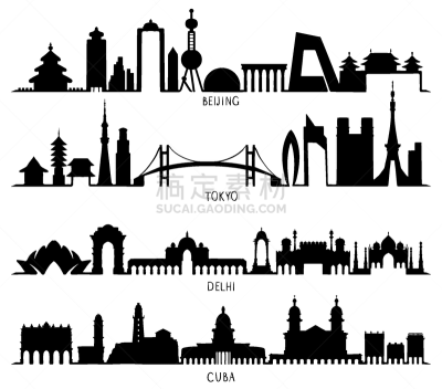 城市,城市天际线,国际著名景点,地形,建筑业,建筑,图像,剪影,设计