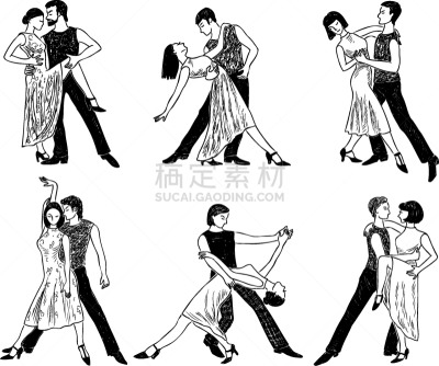 双亲家庭,舞蹈,草图,探戈,青年人,男人,女人,一对,浪漫