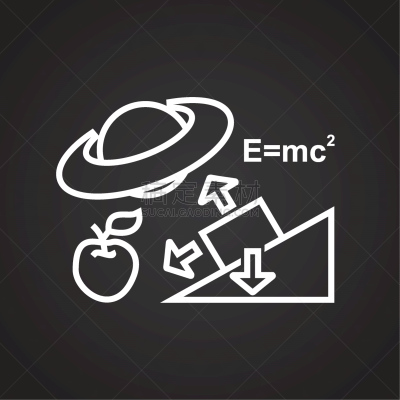 科学,物理学,细的,线条,黑色背景,学生,轮廓,黑色,概念,收集