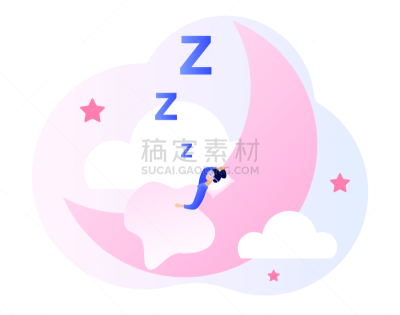 绘画插图,女孩,矢量,月亮,可爱的,面具,睡觉,时间,动画片,白色背景