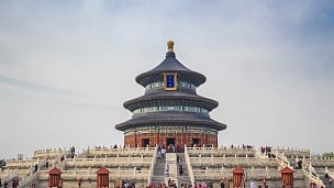 中国首都北京天坛游客的延时视频人群。